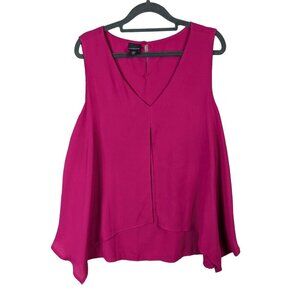 Covington Women size XL Sleeveless Shell V Neck Blouse Top Fuchsia Classic Flowy